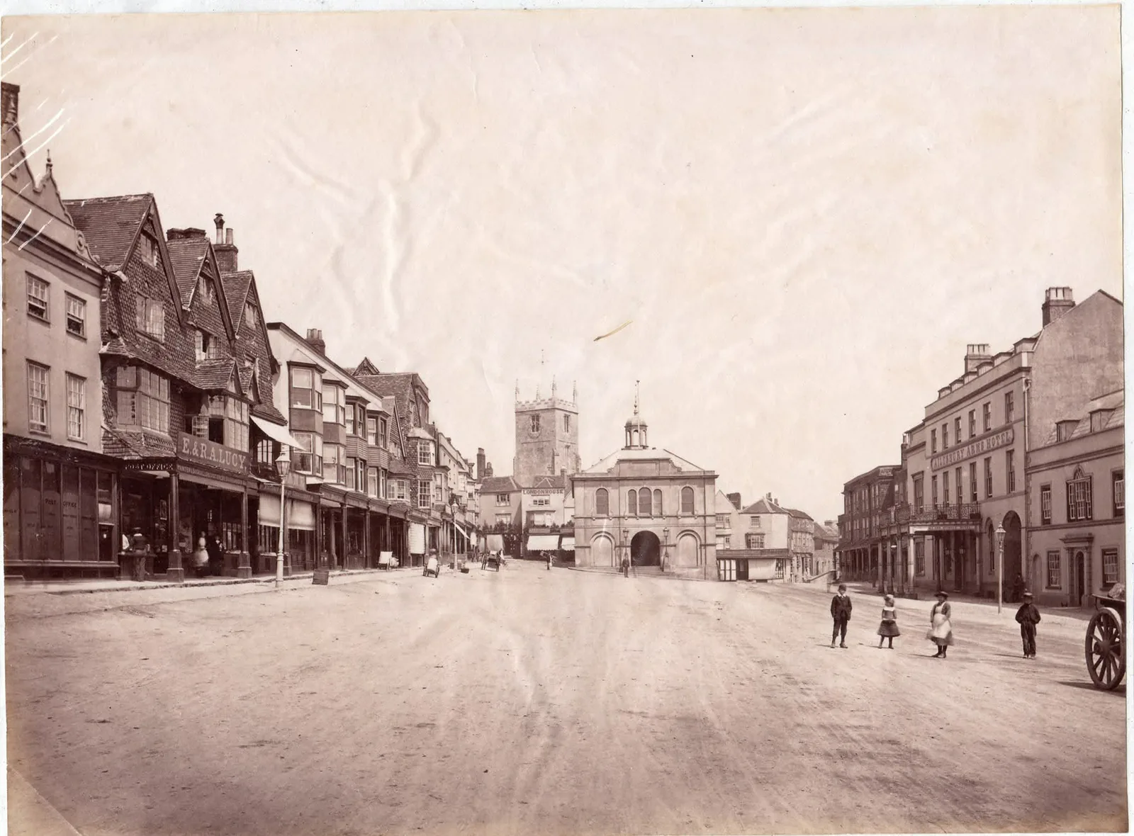 A historic view looking along Marlborough High Street